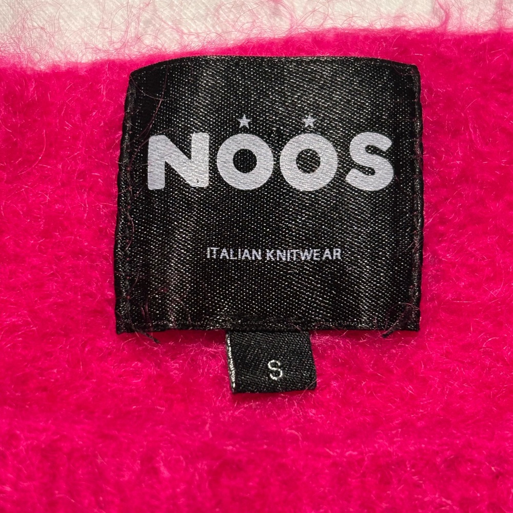 NOOS Italian Mohair Blend Sweater Hot Pink Fuzzy Knit S (Fits XS) - Picture 7 of 9